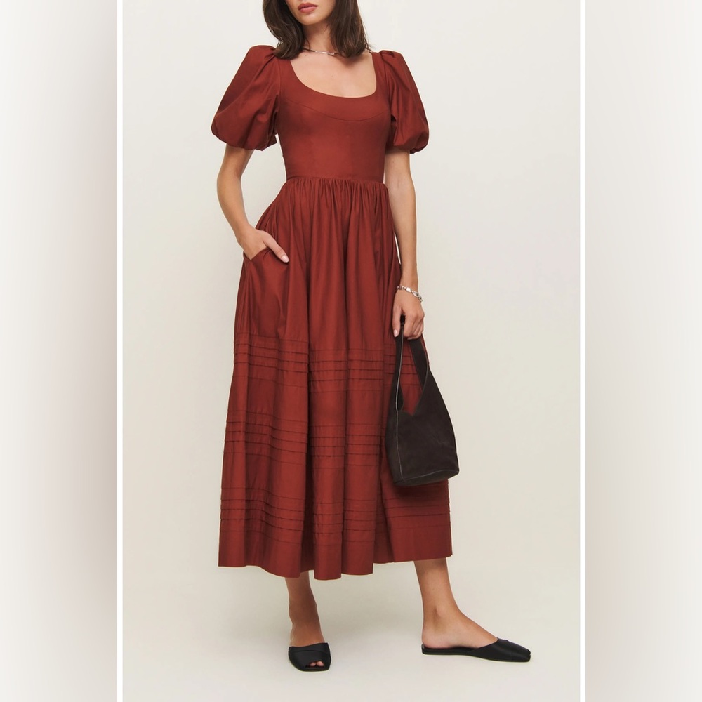 Everlyn Puff Sleeve Stretch Organic Cotton Maxi Dress